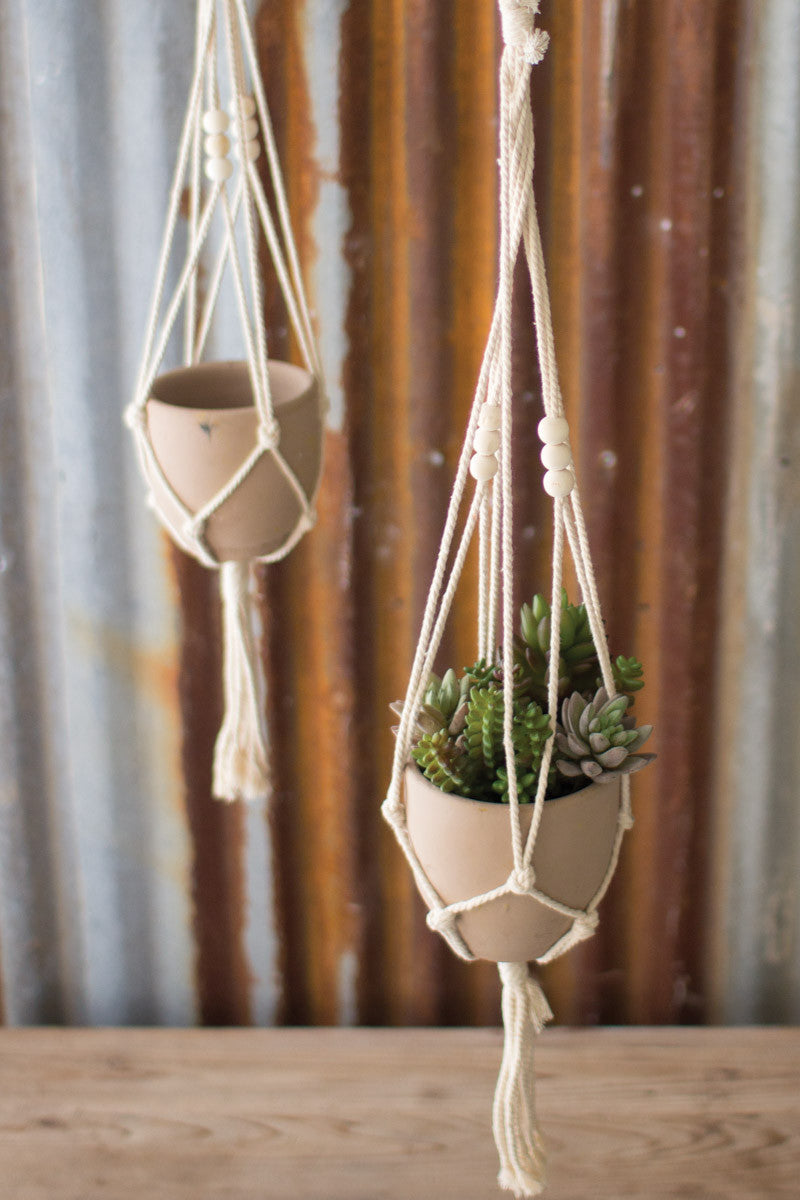 Cotton Macrame Hanger with Clay Pot