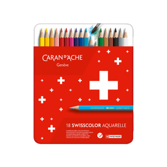 Swisscolor Water-Soluble Pencils — Set of 18 in Metal Tin