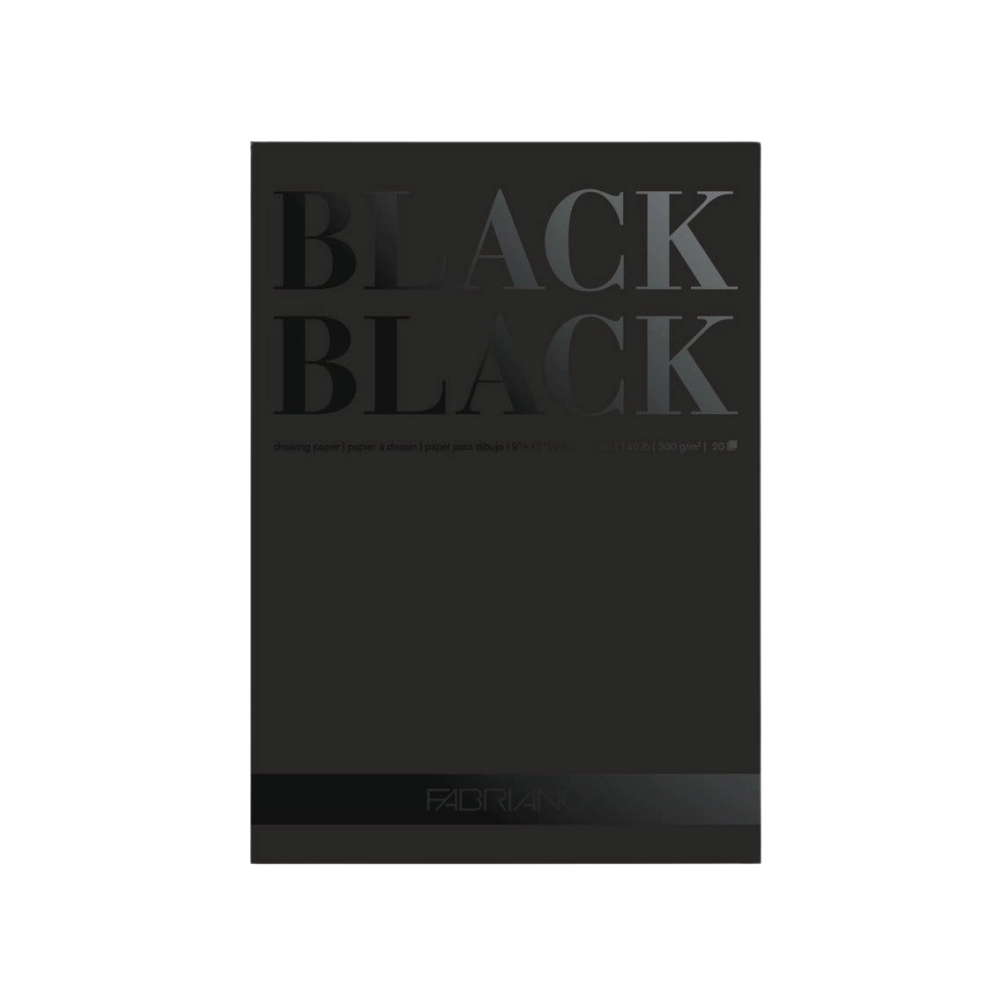 Fabriano Black Black Pad, 20 Sheets of 140 lb. Paper, 9"x12"