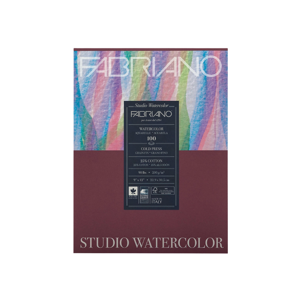 Fabriano Studio Watercolor Paper Cold Press - 9" x 12" 100 Sheets (90lb.)