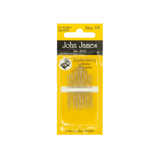 John James Embroidery / Crewel Needles – Assorted Sizes 3–9
