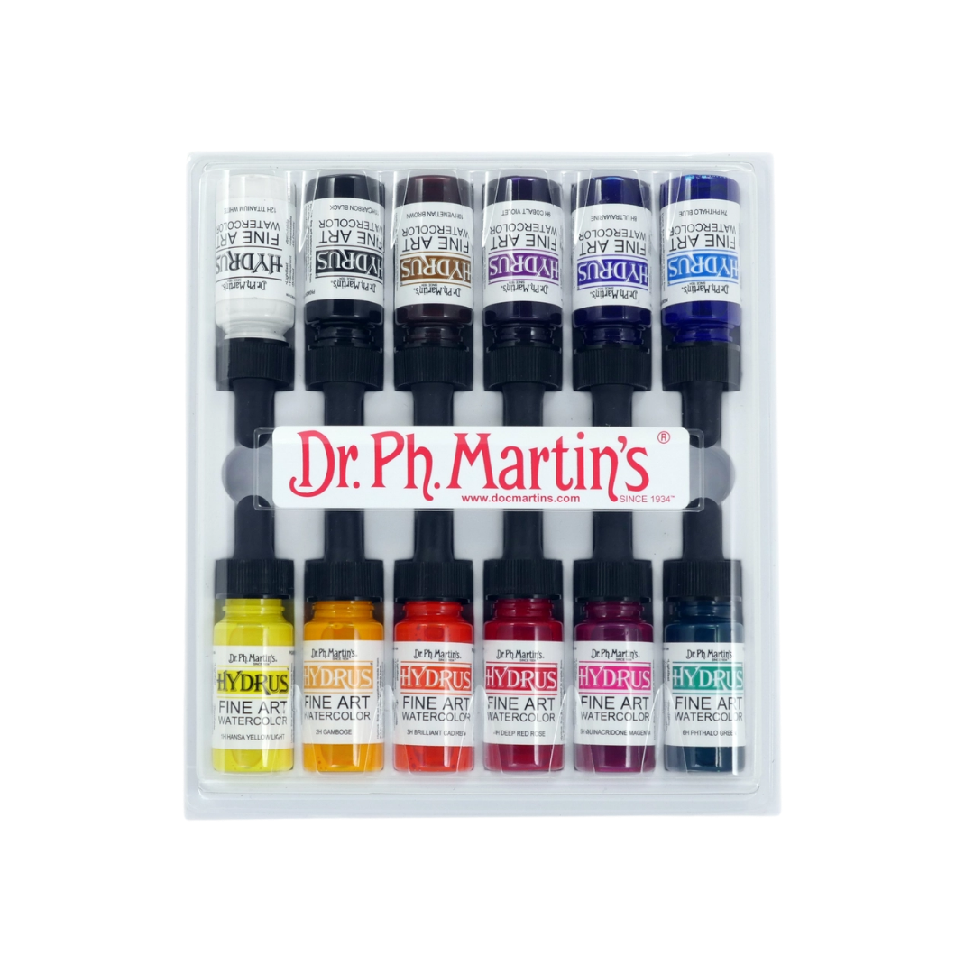 Dr. Ph. Martin's Hydrus Fine Art Watercolor Set –– 12 Bottles
