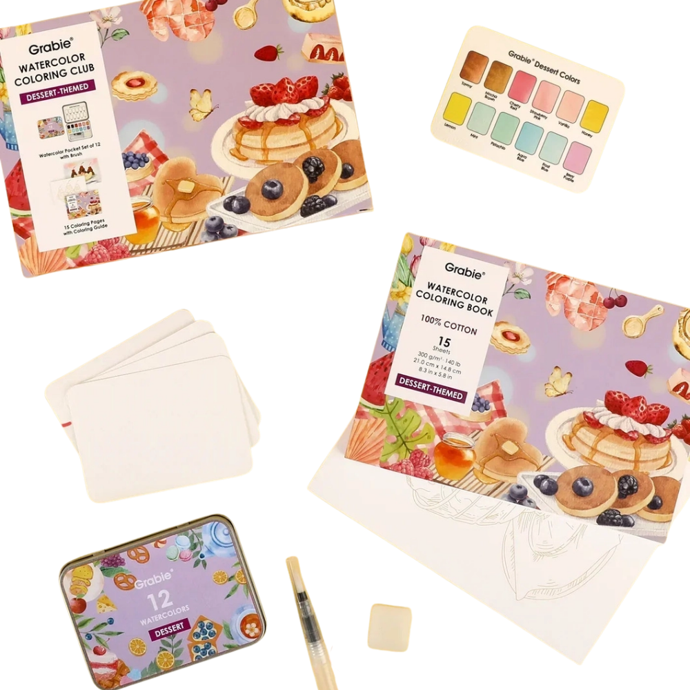 Dessert-Themed Watercolor Coloring Club Box