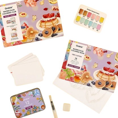 Dessert-Themed Watercolor Coloring Club Box