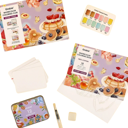 Dessert-Themed Watercolor Coloring Club Box