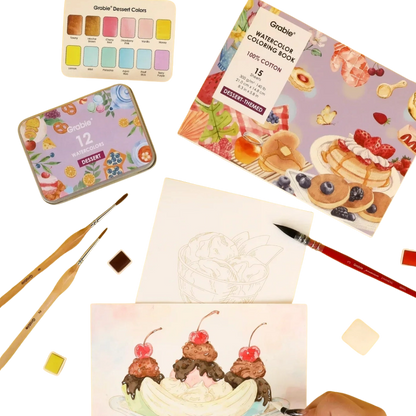 Dessert-Themed Watercolor Coloring Club Box