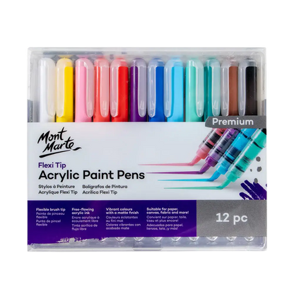 Flexi Tip Acrylic Paint Pens – 12 Piece
