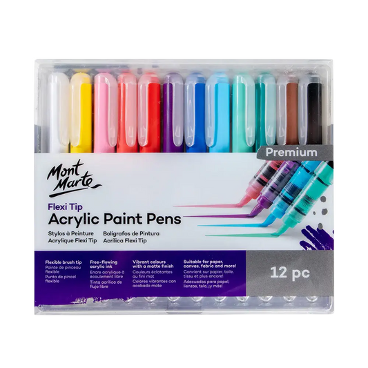 Flexi Tip Acrylic Paint Pens – 12 Piece