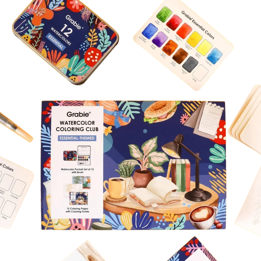 Grabie Essential-Themed Watercolor Coloring Club Box