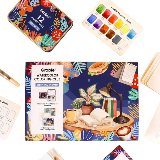 Grabie Essential-Themed Watercolor Coloring Club Box