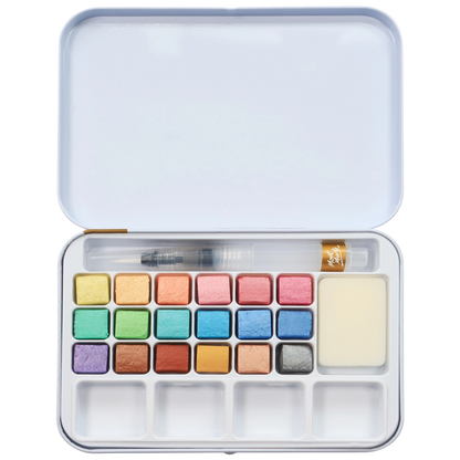 Metallic Watercolor Cake Set in Tin – Premium – 21 Piece