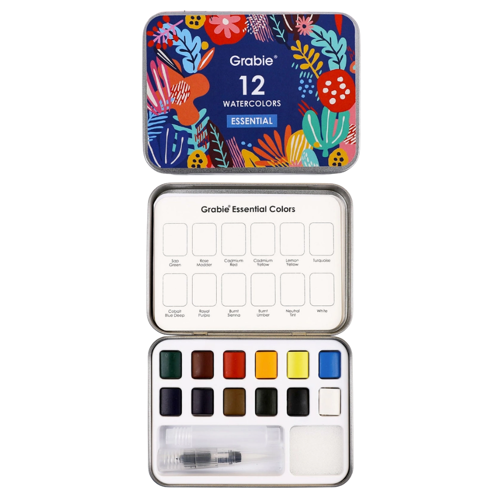 Watercolor Pocket Set of 12 with Brush - Ocean Colors