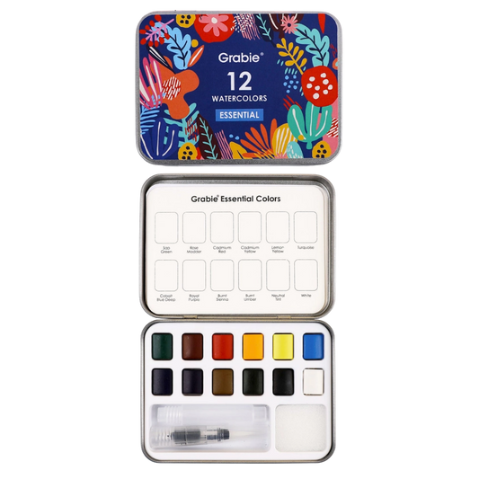 Watercolor Pocket Set of 12 with Brush - Ocean Colors