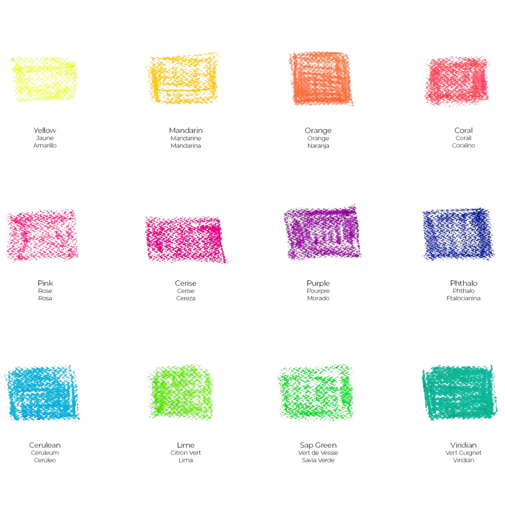 Watersoluble Fluoro Oil Pastels Signature 12pc