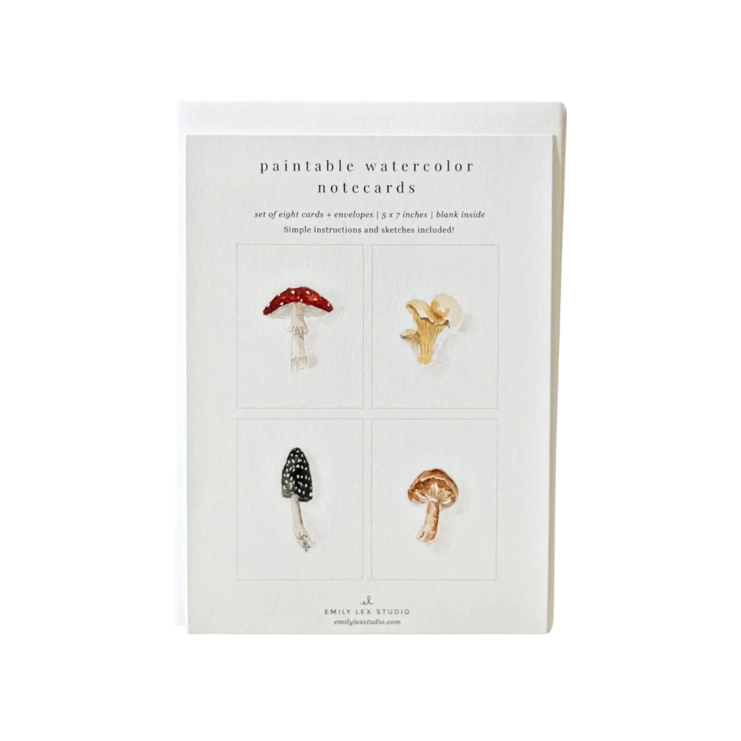 Mushrooms Paintable Watercolor Notecard Set