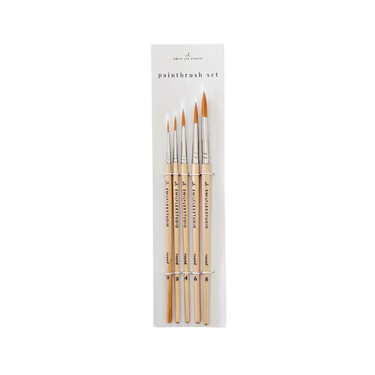 Watercolor Paintbrush Set of Five Wood Brushes