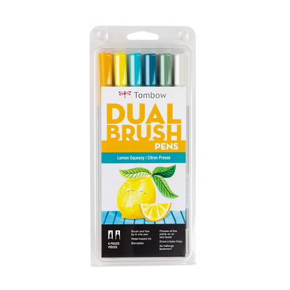 Dual Brush Pen Art Markers: Lemon Squeezy, 6-Pack