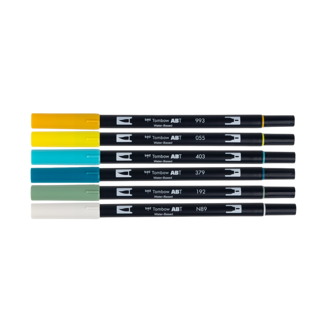 Dual Brush Pen Art Markers: Lemon Squeezy, 6-Pack