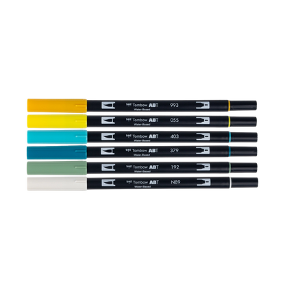 Dual Brush Pen Art Markers: Lemon Squeezy, 6-Pack