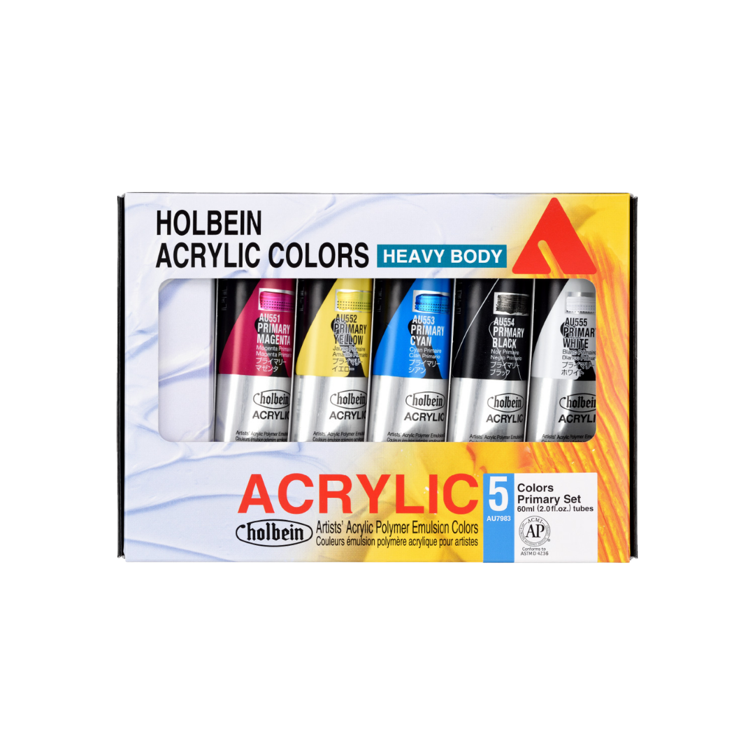 Holbein Heavy Body Acrylic Primary Set – 5 Colors