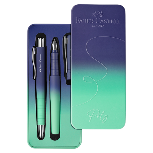 Poly Ball Flow Gift Tin Fountain Pen & Ballpoint Set
