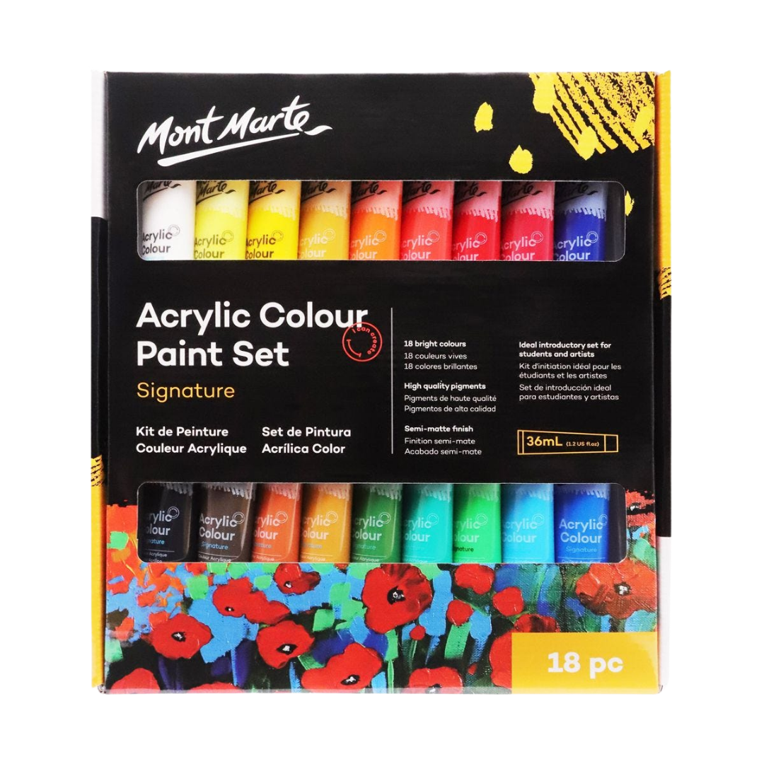 Mont Marte Acrylic Colour Paint Set Signature – 18 Piece