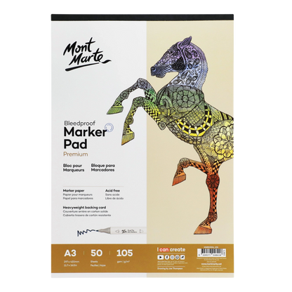 Mont Marte Bleed-Proof Marker Pad Premium – 11.7" × 16.5" (A3)