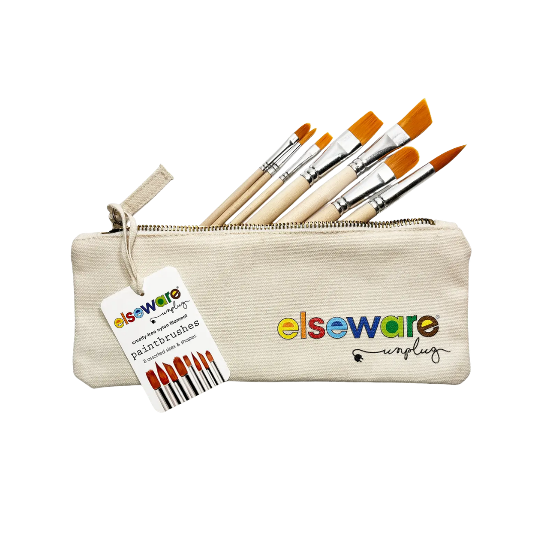 Paintbrush Set – 8 Assorted Brushes with Canvas Bag