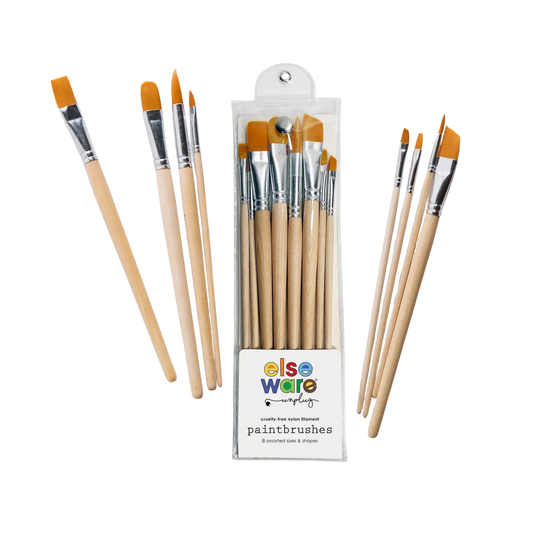 Paintbrush Set – 8 Assorted Brushes with Button Closure Case