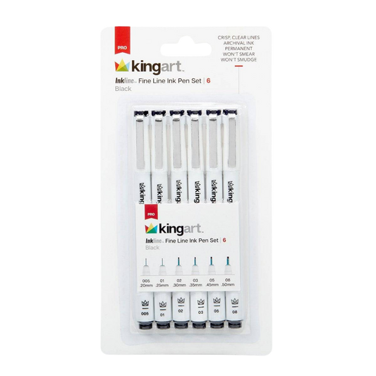 Inkline™ Pro Fine Line Archival Black Ink Pens – 6 Piece Set