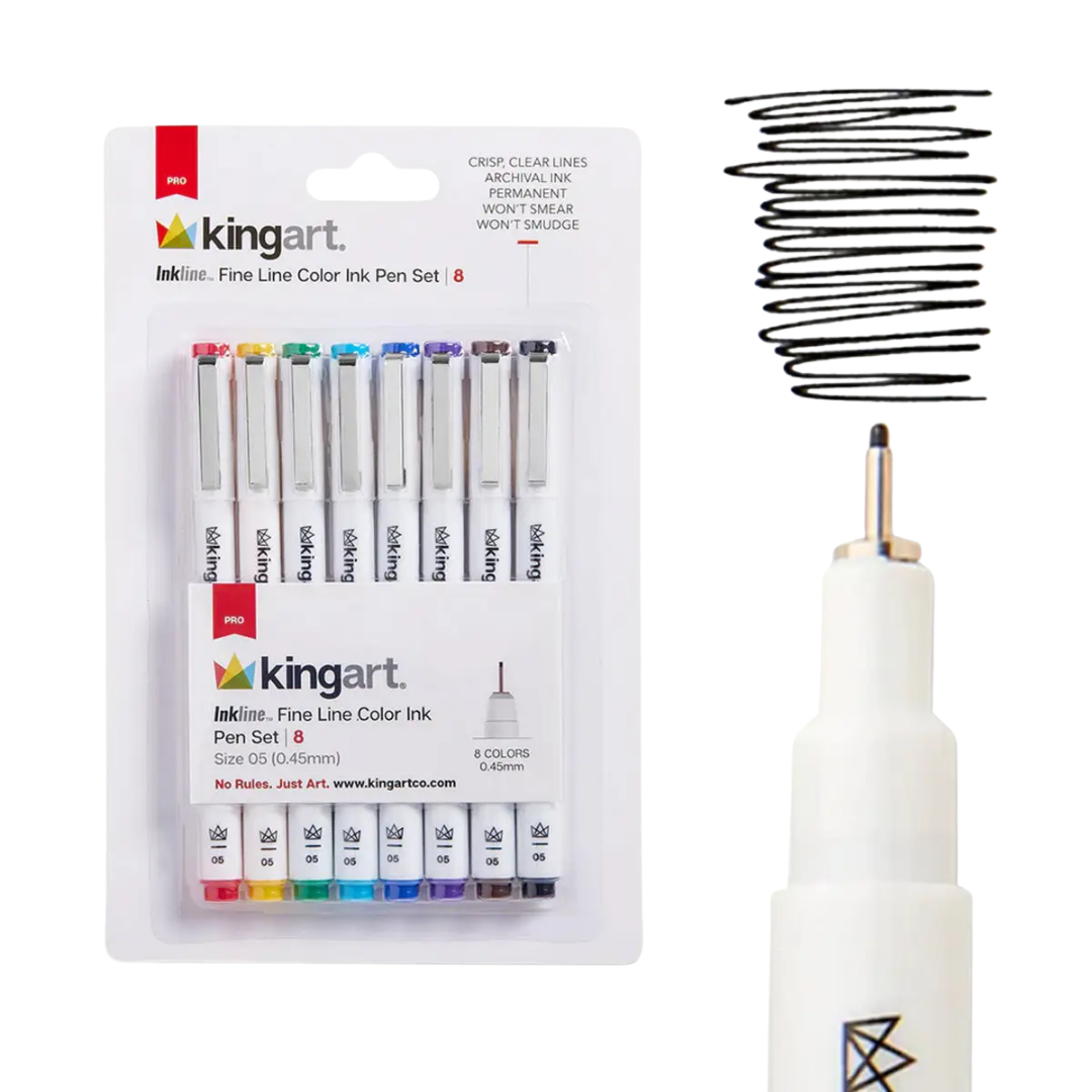 Inkline™ Pro Fine Line Archival Ink Pens – Size 05, 8 Colors