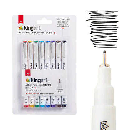 Inkline™ Pro Fine Line Archival Ink Pens – Size 05, 8 Colors