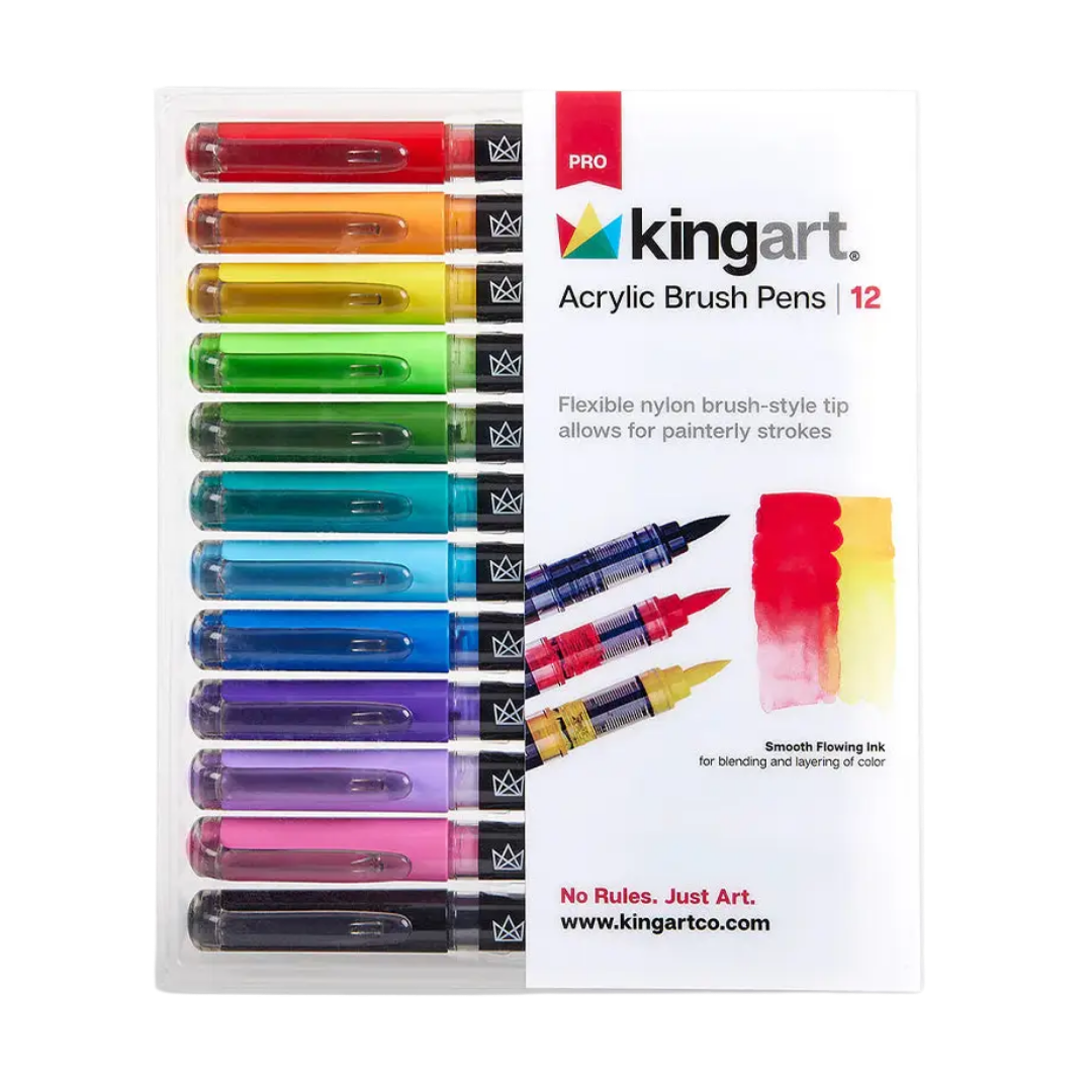 Pro Acrylic Paint Brush Pens – 12 Classic Colors