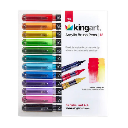 Pro Acrylic Paint Brush Pens – 12 Classic Colors