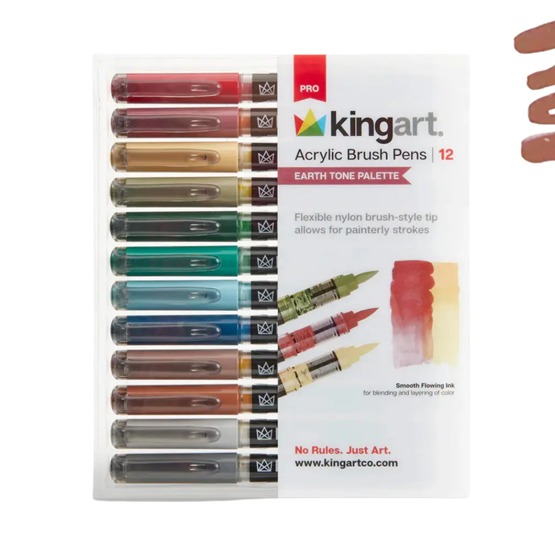 Pro Acrylic Paint Brush Pens – 12 Earth Tone Colors