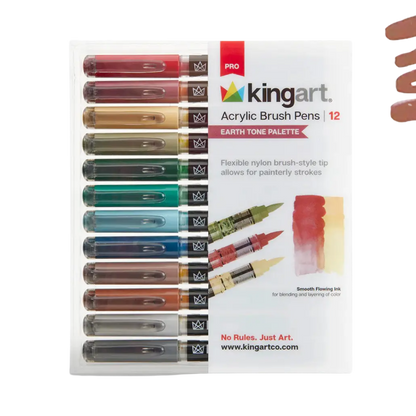 Pro Acrylic Paint Brush Pens – 12 Earth Tone Colors