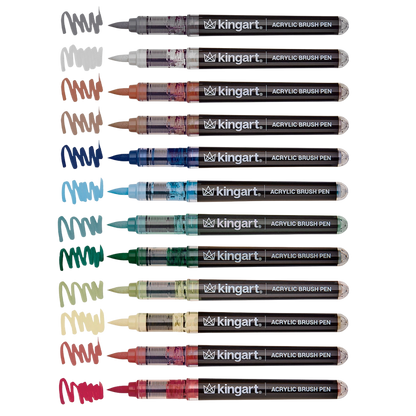Pro Acrylic Paint Brush Pens – 12 Earth Tone Colors