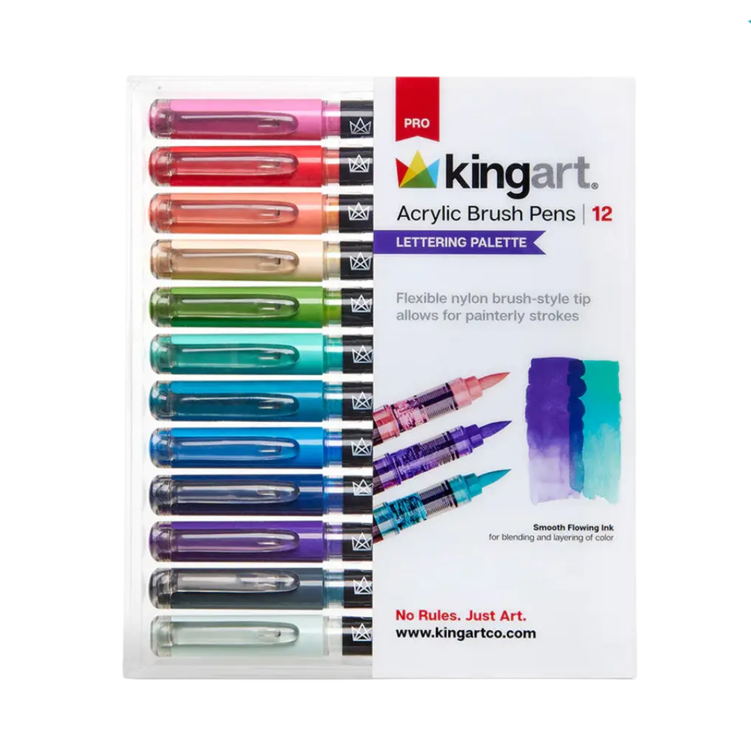 Pro Acrylic Paint Brush Pens – 12 Lettering Colors