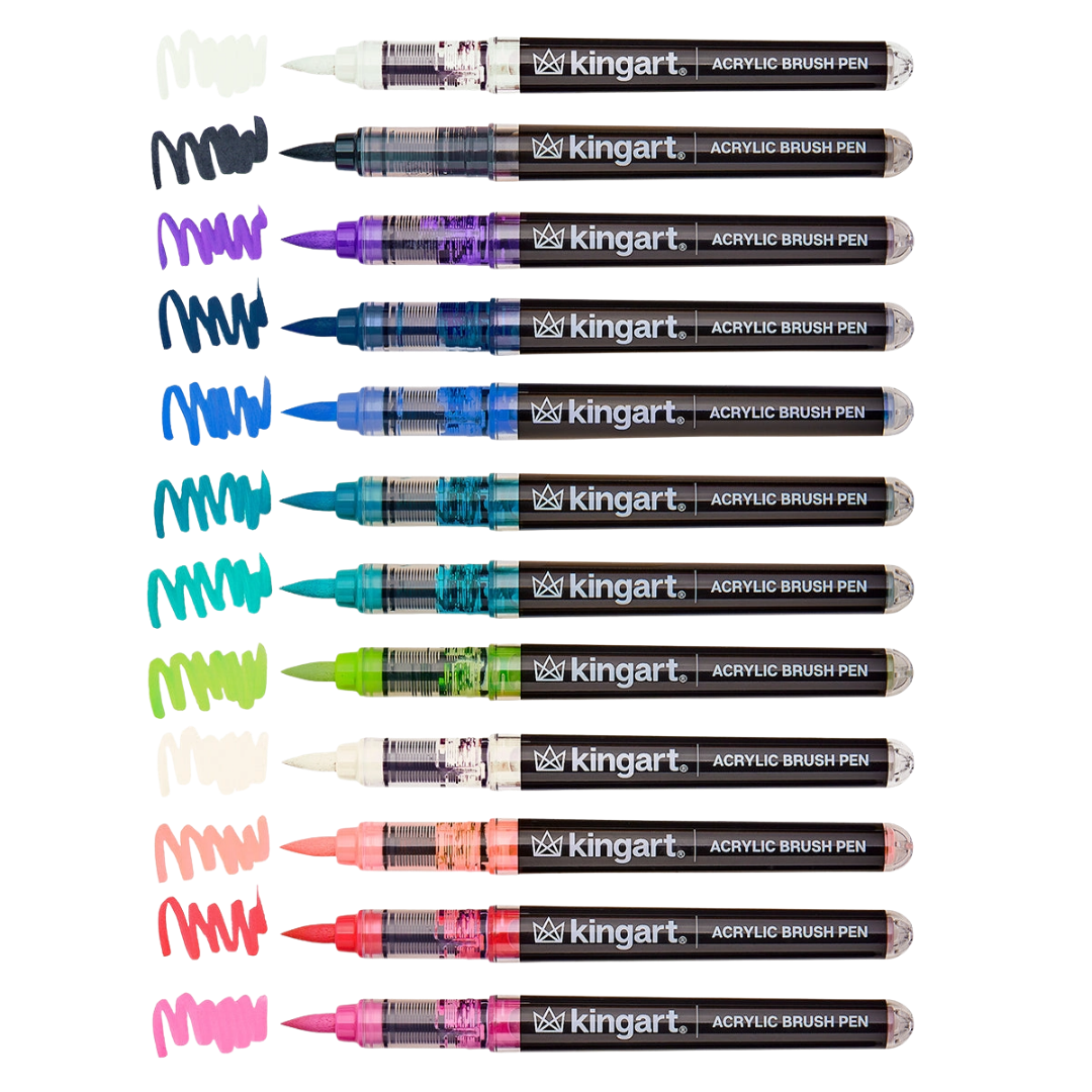 Pro Acrylic Paint Brush Pens – 12 Lettering Colors