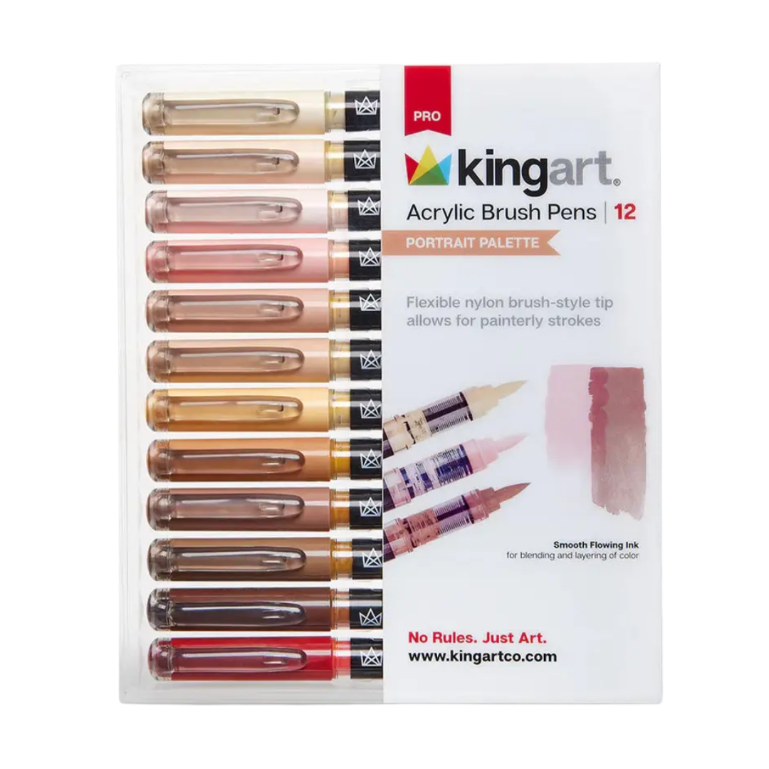 Pro Acrylic Paint Brush Pens – 12 Portrait Colors