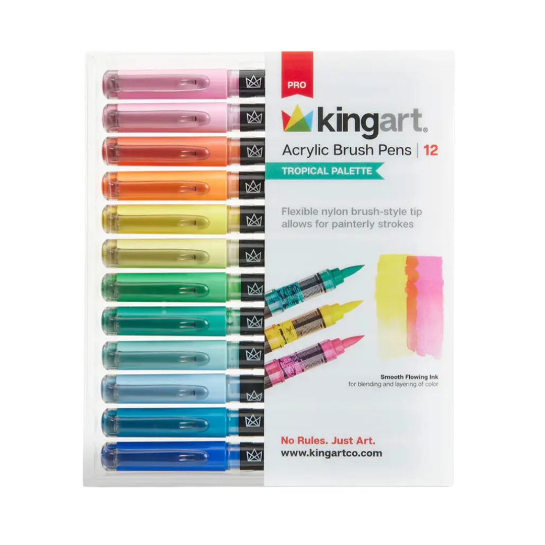 Pro Acrylic Paint Brush Pens – 12 Tropical Colors