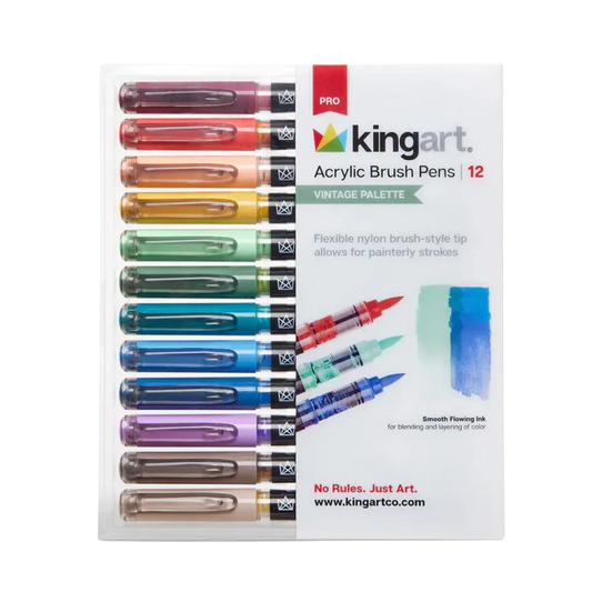Pro Acrylic Paint Brush Pens – 12 Vintage Colors