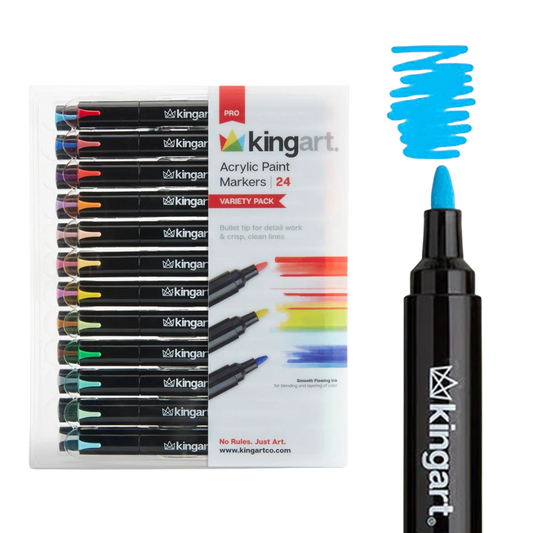 Pro Acrylic Paint Markers – 2 mm Bullet Tip, 24 Colors