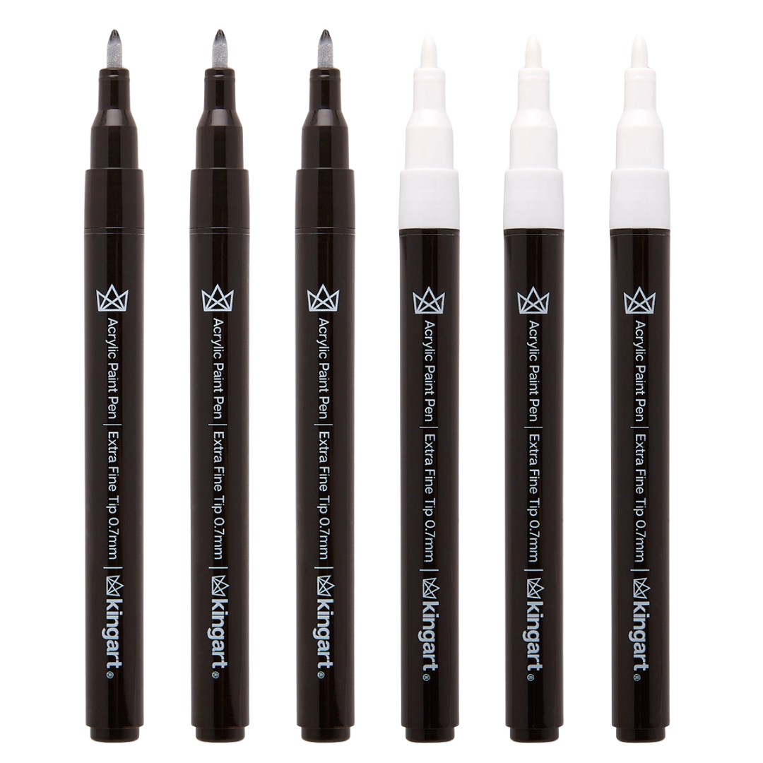 Pro Acrylic Paint Pens – Extra Fine Black & White, 6 Piece Set