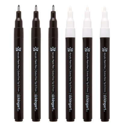Pro Acrylic Paint Pens – Extra Fine Black & White, 6 Piece Set