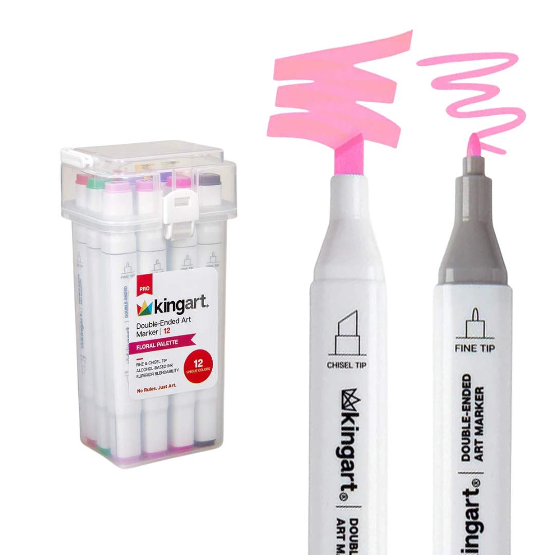 Pro Double-Ended Alcohol Markers – 12 Floral Colors