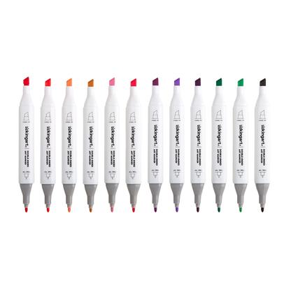 Pro Double-Ended Alcohol Markers – 12 Floral Colors