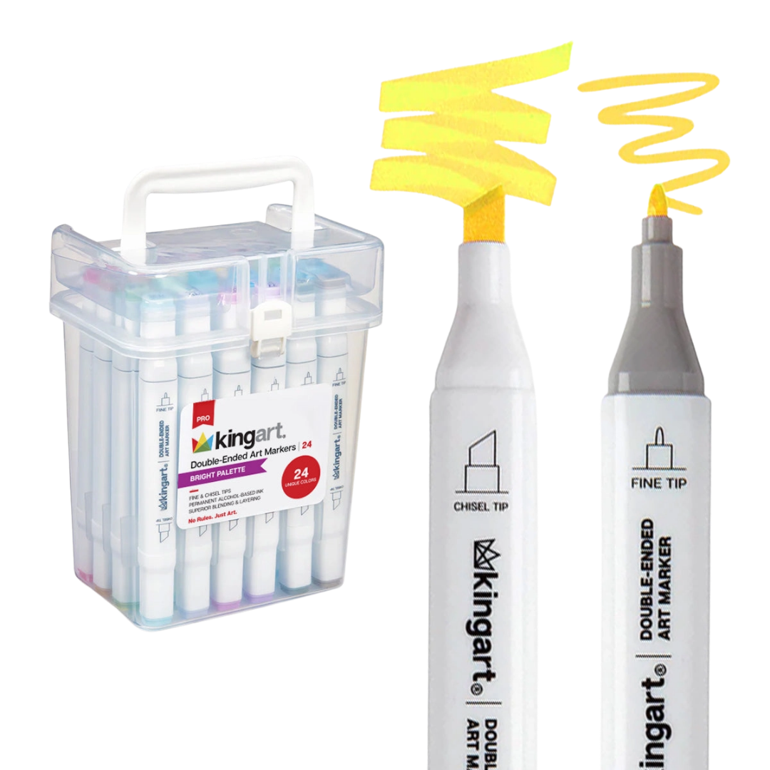 Pro Double-Ended Alcohol Markers – 24 Bright Colors