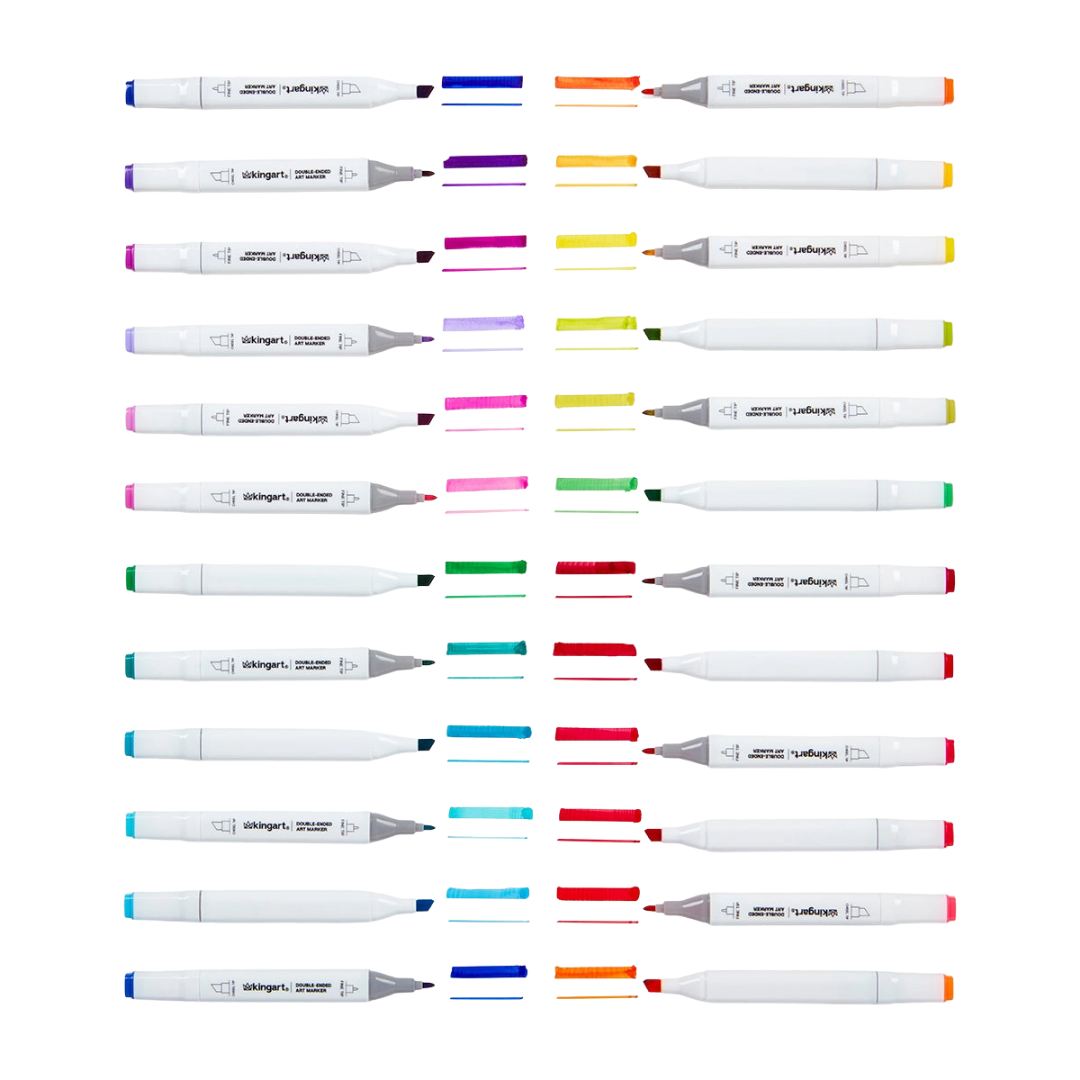 Pro Double-Ended Alcohol Markers – 24 Bright Colors