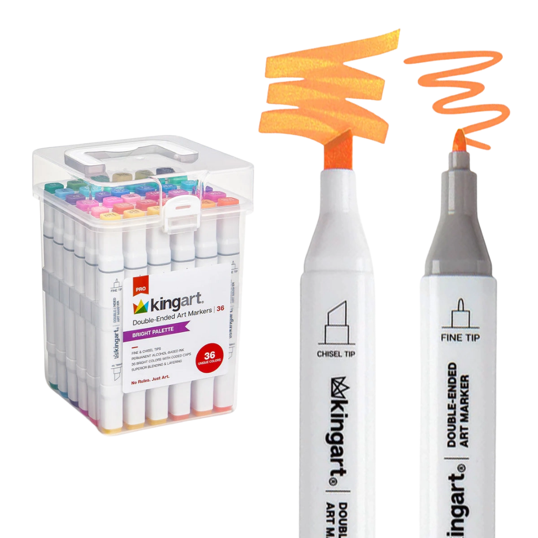 Pro Double-Ended Alcohol Markers – 36 Bright Colors